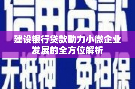 呼伦贝尔建设银行贷款助力小微企业发展的全方位解析